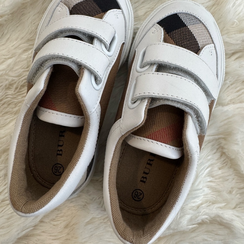 Burberry Kids' White and Brown Sneakers